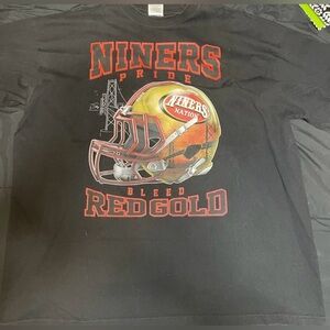 Vintage San Francisco 49ers Bleed Red Gold Shaka Wear Graphic T-Shirt Men 4XL